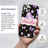 Cute Pastel Unicorn Butterfly Candy Stars Black Custom Name Protective Phone Case Mobile Cover Durable Everyday Smartphone Shock Resistant