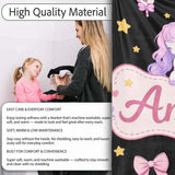 Cute Pastel Unicorn Butterfly Candy Stars Black Background Seamless  Personalised Custom Name Super Soft Fleece Blanket Bed Sofa Throw