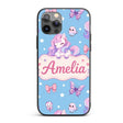 Cute Pastel Unicorn Butterfly Candy Stars Blue Custom Name Protective Phone Case Mobile Cover Durable Everyday Smartphone Shock Resistant