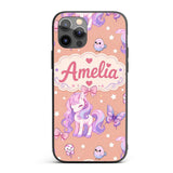 Cute Pastel Unicorn Butterfly Candy Stars Peach Custom Name Protective Phone Case Mobile Cover Durable Everyday Smartphone Shock Resistant