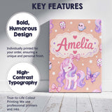 Personalised Name Cute Pastel Unicorn Custom Modern Room Accent Creative Decorator Style Canvas Wall Art Print Decor Picture Ready to Hang