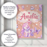 Personalised Name Cute Pastel Unicorn Custom Modern Room Accent Creative Decorator Style Canvas Wall Art Print Decor Picture Ready to Hang