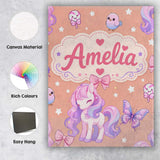 Personalised Name Cute Pastel Unicorn Custom Modern Room Accent Creative Decorator Style Canvas Wall Art Print Decor Picture Ready to Hang