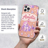 Cute Pastel Unicorn Butterfly Candy Stars Peach Custom Name Protective Phone Case Mobile Cover Durable Everyday Smartphone Shock Resistant