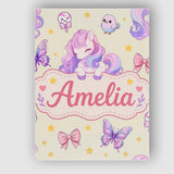 Personalised Name Cute Pastel Unicorn Custom Modern Room Accent Creative Decorator Style Canvas Wall Art Print Decor Picture Ready to Hang
