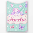 Cute Pastel Unicorn Butterfly Candy Stars Mint Background Seamless  Personalised Custom Name Super Soft Fleece Blanket Bed Sofa Throw
