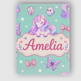 Personalised Name Cute Pastel Unicorn Custom Modern Room Accent Creative Decorator Style Canvas Wall Art Print Decor Picture Ready to Hang