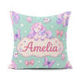 Custom Name Pastel Unicorn Butterfly Candy Stars Mint Background Square Filled Cushion Throw Pillow Sofa Bed Home Decor Zip Washable UK Made