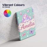 Personalised Name Cute Pastel Unicorn Custom Modern Room Accent Creative Decorator Style Canvas Wall Art Print Decor Picture Ready to Hang