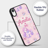 Cute Pastel Unicorn Butterfly Candy Stars Blush Custom Name Protective Phone Case Mobile Cover Durable Everyday Smartphone Shock Resistant