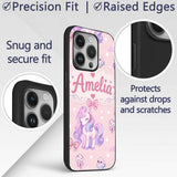 Cute Pastel Unicorn Butterfly Candy Stars Blush Custom Name Protective Phone Case Mobile Cover Durable Everyday Smartphone Shock Resistant