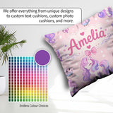 Custom Name Pastel Unicorn Candy Stars Blush Background Seamless Square Filled Cushion Throw Pillow Sofa Bed Home Decor Zip Washable UK Made