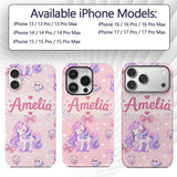 Cute Pastel Unicorn Butterfly Candy Stars Blush Custom Name Protective Phone Case Mobile Cover Durable Everyday Smartphone Shock Resistant