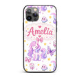 Cute Pastel Unicorn Butterfly Candy Stars Light Custom Name Protective Phone Case Mobile Cover Durable Everyday Smartphone Shock Resistant