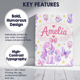Personalised Name Cute Pastel Unicorn Custom Modern Room Accent Creative Decorator Style Canvas Wall Art Print Decor Picture Ready to Hang