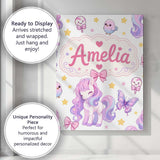 Personalised Name Cute Pastel Unicorn Custom Modern Room Accent Creative Decorator Style Canvas Wall Art Print Decor Picture Ready to Hang