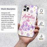 Cute Pastel Unicorn Butterfly Candy Stars Light Custom Name Protective Phone Case Mobile Cover Durable Everyday Smartphone Shock Resistant