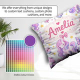 Custom Name Cute Pastel Unicorn Butterfly Candy Stars Light Grey Square Filled Cushion Throw Pillow Sofa Bed Home Decor Zip Washable UK Made
