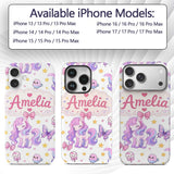 Cute Pastel Unicorn Butterfly Candy Stars Light Custom Name Protective Phone Case Mobile Cover Durable Everyday Smartphone Shock Resistant
