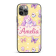 Cute Pastel Unicorn Butterfly Candy Stars Yellow Custom Name Protective Phone Case Mobile Cover Durable Everyday Smartphone Shock Resistant