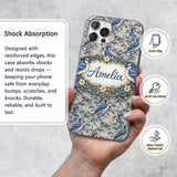 Blue Jay Bird Neutral Botanical Leaf Classic Custom Name Protective Phone Case Mobile Cover Durable Everyday Smartphone Shock Resistant