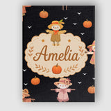 Personalised Name Cute Autumn Scarecrow Custom  Modern Room Accent Elegant Feature Canvas Wall Art Print Decor Picture Ready to Hang