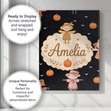 Personalised Name Cute Autumn Scarecrow Custom  Modern Room Accent Elegant Feature Canvas Wall Art Print Decor Picture Ready to Hang
