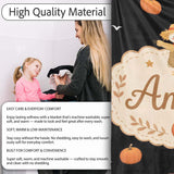 Cute Autumn Scarecrow Pumpkin Birds Seamless Pattern Black Lovely  Personalised Custom Name Super Soft Fleece Blanket Bed Sofa Throw