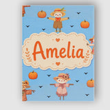 Personalised Name Cute Autumn Scarecrow Custom  Modern Room Accent Elegant Feature Canvas Wall Art Print Decor Picture Ready to Hang
