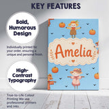 Personalised Name Cute Autumn Scarecrow Custom  Modern Room Accent Elegant Feature Canvas Wall Art Print Decor Picture Ready to Hang
