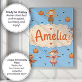 Personalised Name Cute Autumn Scarecrow Custom  Modern Room Accent Elegant Feature Canvas Wall Art Print Decor Picture Ready to Hang