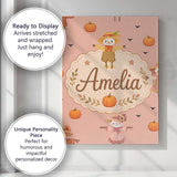 Personalised Name Cute Autumn Scarecrow Custom  Modern Room Accent Elegant Feature Canvas Wall Art Print Decor Picture Ready to Hang