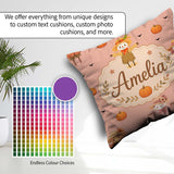 Custom Name Cute Autumn Scarecrow Pumpkin Birds Seamless Pattern Square Filled Cushion Throw Pillow Sofa Bed Home Decor Zip Washable UK Made