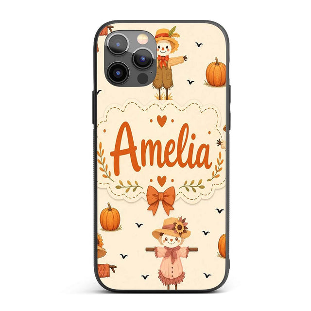 Cute Autumn Scarecrow Pumpkin Birds Seamless Custom Name Protective Phone Case Mobile Cover Durable Everyday Smartphone Shock Resistant