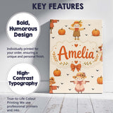 Personalised Name Cute Autumn Scarecrow Custom  Modern Room Accent Elegant Feature Canvas Wall Art Print Decor Picture Ready to Hang