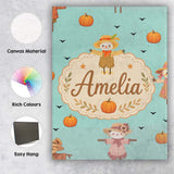 Personalised Name Cute Autumn Scarecrow Custom  Modern Room Accent Elegant Feature Canvas Wall Art Print Decor Picture Ready to Hang