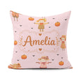 Custom Name Cute Autumn Scarecrow Pumpkin Birds Seamless Pattern Square Filled Cushion Throw Pillow Sofa Bed Home Decor Zip Washable UK Made