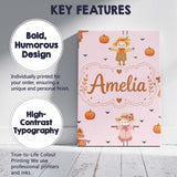 Personalised Name Cute Autumn Scarecrow Custom  Modern Room Accent Elegant Feature Canvas Wall Art Print Decor Picture Ready to Hang