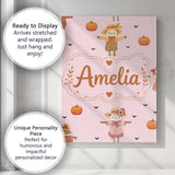 Personalised Name Cute Autumn Scarecrow Custom  Modern Room Accent Elegant Feature Canvas Wall Art Print Decor Picture Ready to Hang