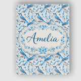 Personalised Name Blue Jay Bird Delicate Floral Seamless Soft Custom  Home Unique Canvas Wall Art Print Decor Picture Ready to Hang