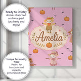 Personalised Name Cute Autumn Scarecrow Custom  Modern Room Accent Elegant Feature Canvas Wall Art Print Decor Picture Ready to Hang
