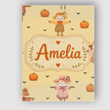 Personalised Name Cute Autumn Scarecrow Custom  Modern Room Accent Elegant Feature Canvas Wall Art Print Decor Picture Ready to Hang
