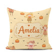 Custom Name Cute Autumn Scarecrow Pumpkin Birds Seamless Pattern Square Filled Cushion Throw Pillow Sofa Bed Home Decor Zip Washable UK Made