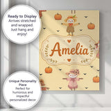 Personalised Name Cute Autumn Scarecrow Custom  Modern Room Accent Elegant Feature Canvas Wall Art Print Decor Picture Ready to Hang