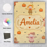 Personalised Name Cute Autumn Scarecrow Custom  Modern Room Accent Elegant Feature Canvas Wall Art Print Decor Picture Ready to Hang