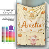 Cute Autumn Scarecrow Pumpkin Birds Seamless Pattern Beige Lovely  Personalised Custom Name Super Soft Fleece Blanket Bed Sofa Throw