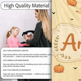 Cute Autumn Scarecrow Pumpkin Birds Seamless Pattern Beige Lovely  Personalised Custom Name Super Soft Fleece Blanket Bed Sofa Throw