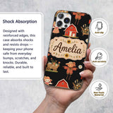 Cute Autumn Farm Scarecrow Barn Flowers Seamless Custom Name Protective Phone Case Mobile Cover Durable Everyday Smartphone Shock Resistant