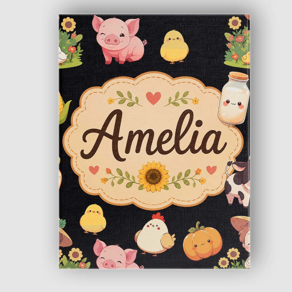 Personalised Name Cute Farm Girl Animals Custom  Unique Gift Idea Elegant Feature Canvas Wall Art Print Decor Picture Ready to Hang
