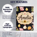 Personalised Name Cute Farm Girl Animals Custom  Unique Gift Idea Elegant Feature Canvas Wall Art Print Decor Picture Ready to Hang